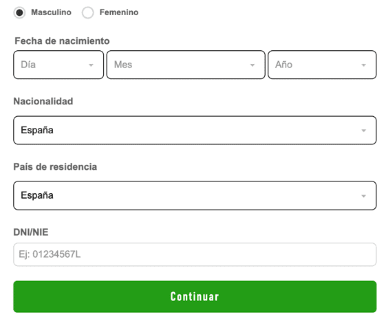 Registration at Sportium casino